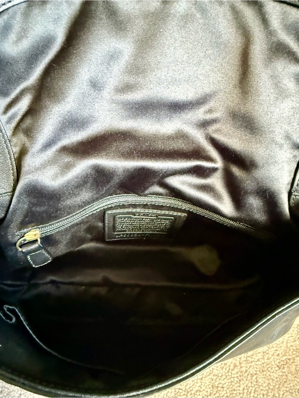 Black Leather Coach Shoulder Bag with Gold Buckle Accent - Picture 8 of 9